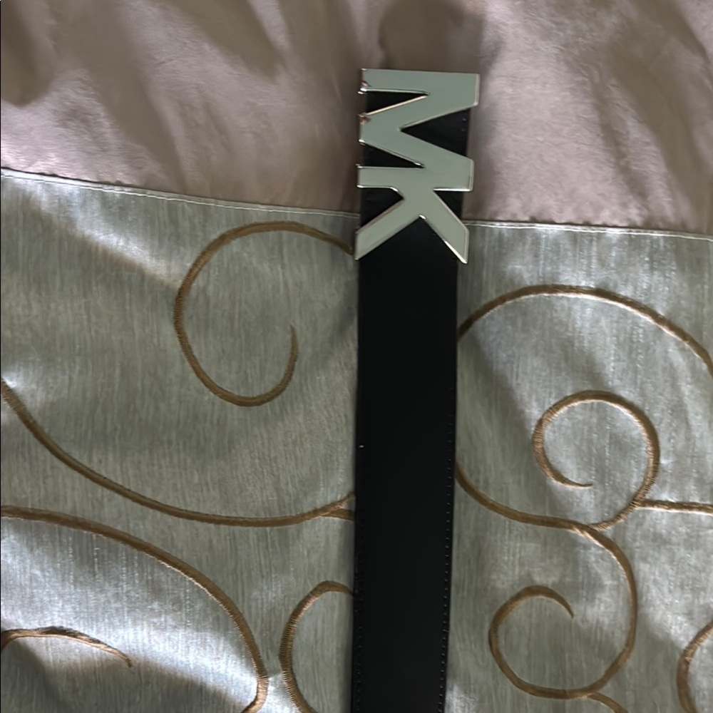 Michael Kors Black Belt with Silver Logo Buckle
